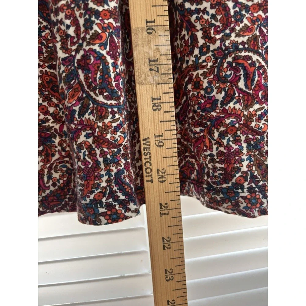 Michael Kors Womens L Peasant Blouse Red Paisley 3/4 Bell Sleeves